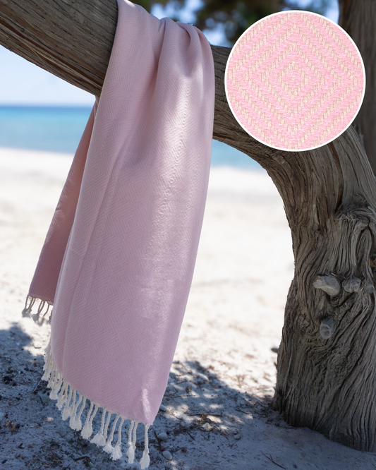 CRYSTAL Beach Towel, Turkish Hammam Towel, Spa & Sauna Towel - Light Pink-0