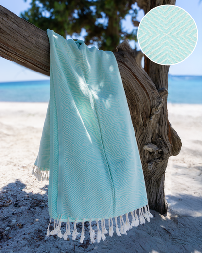 CRYSTAL Beach Towel, Turkish Hammam Towel, Spa & Sauna Towel - Mint-0