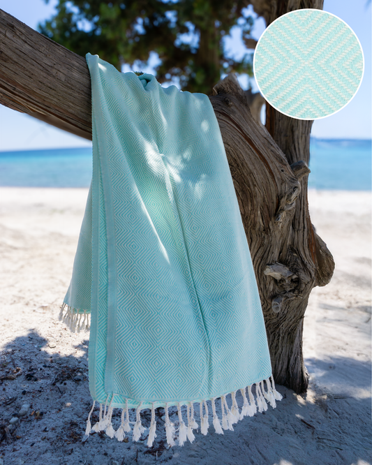 CRYSTAL Beach Towel, Turkish Hammam Towel, Spa & Sauna Towel - Mint-0