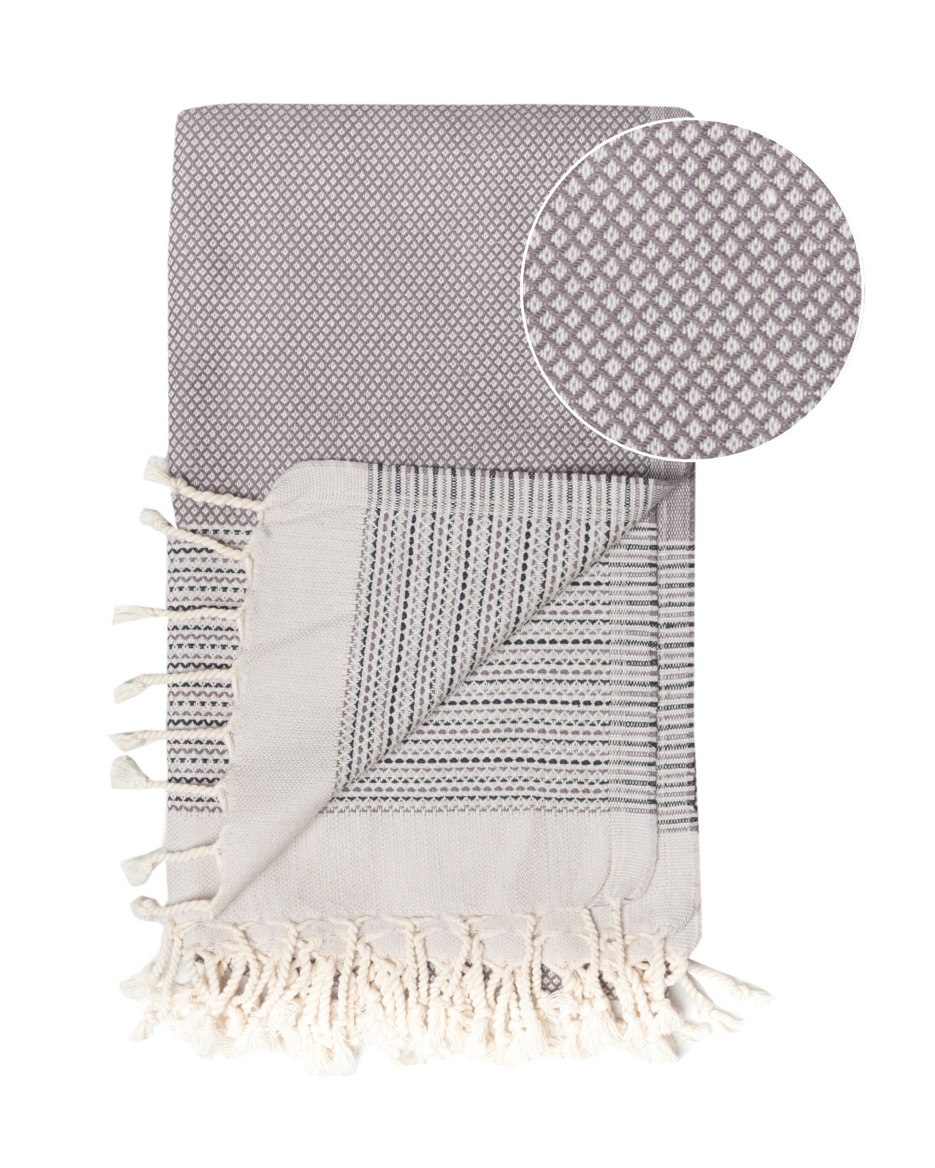 PHARAO Beach Towel, Turkish Hammam Towel, Spa & Sauna Towel - Anthracite  / Black-2