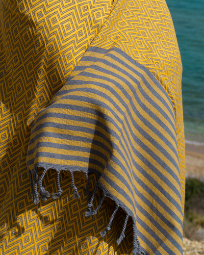 SAHARA Hammam Beach Towel, Spa Sauna Towel - Yellow-1