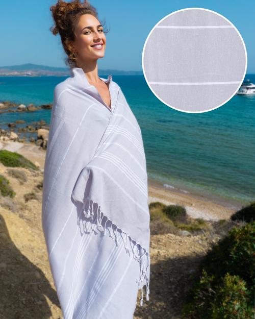 AMARA Hammam Beach Towel, Peshtemal, Made of Cotton - Grey-0