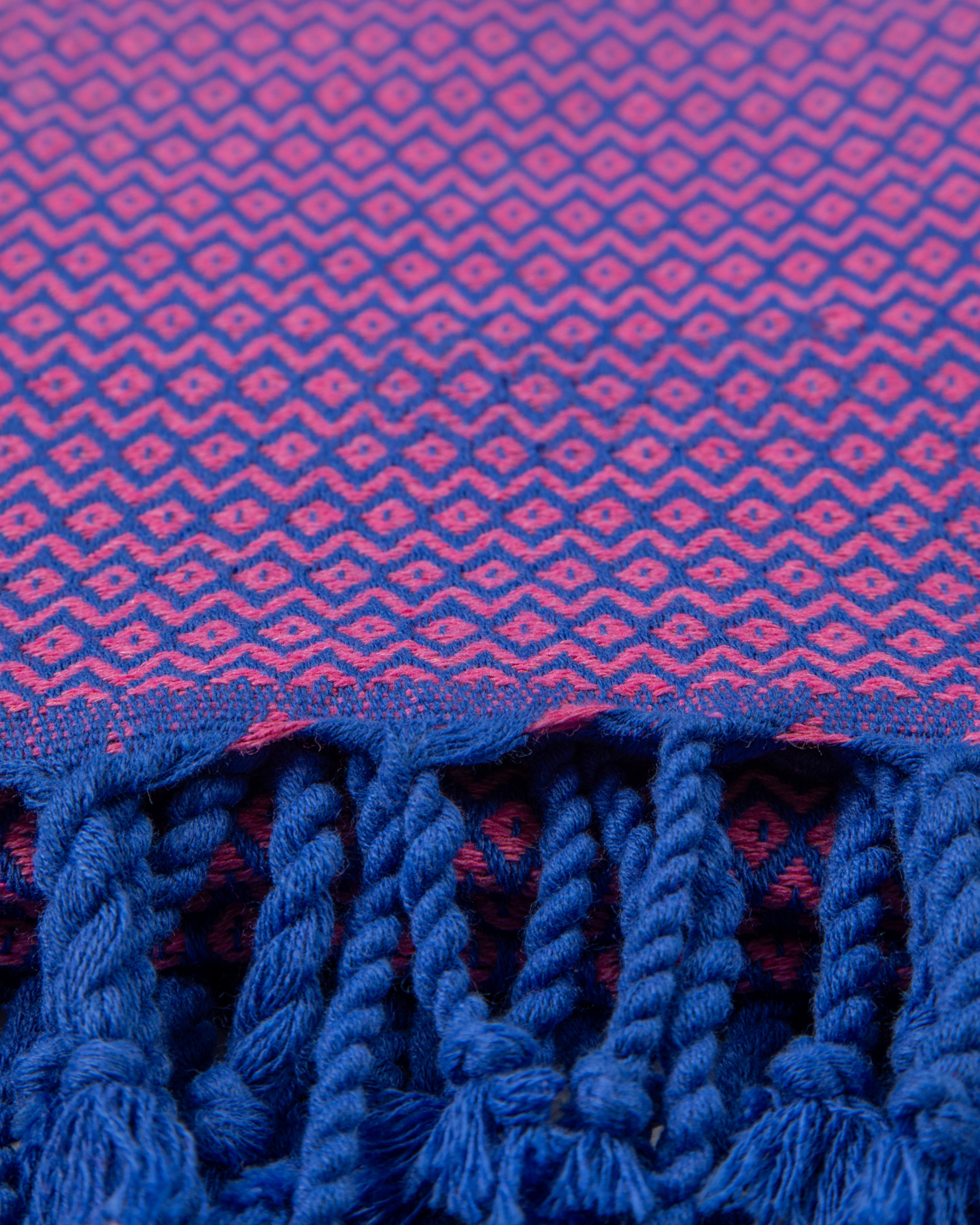 SAMOS Turkish Cotton Scarf Hammam Towel - Blue / Fuchsia-4