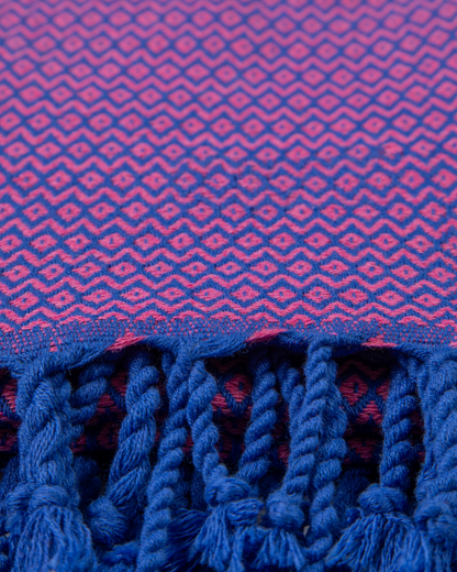 SAMOS Turkish Cotton Scarf Hammam Towel - Blue / Fuchsia-4
